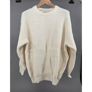 Aelfric‎ Eden Sweater Unisex L Cream Ribbed Knit Fuzzy Oversized Streetwear Cozy